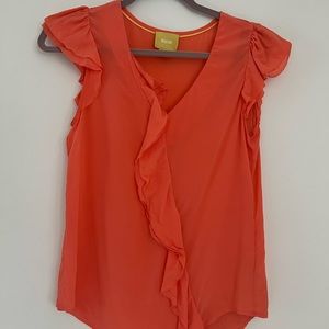 Maeve Silk Top in Coral